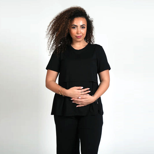 Front view of the black Mama Set outfit