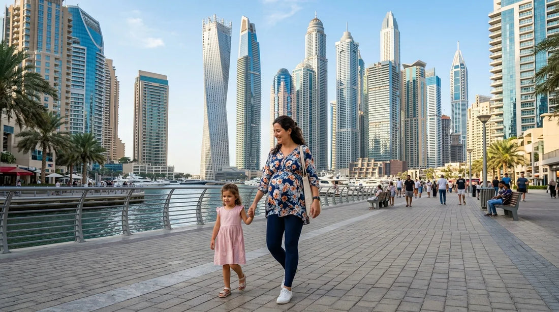 Mom in maternity pants in Dubai