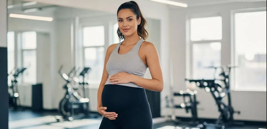 Pregnant womein in compression lenging