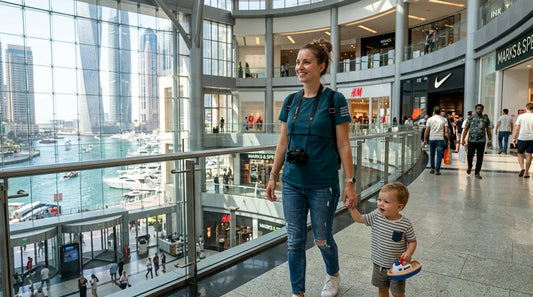 Tourist in nursing shirt at Dubai Marina Mall