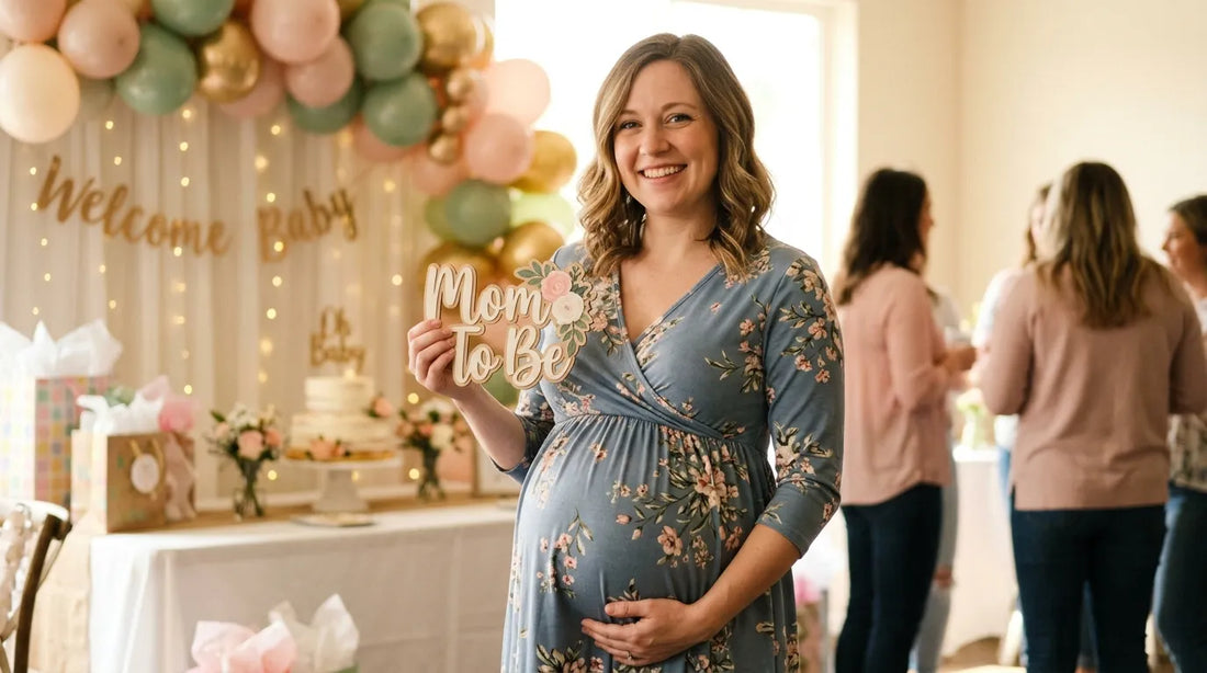mom in maternity dress for baby showers