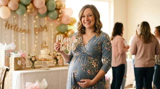 mom in maternity dress for baby showers
