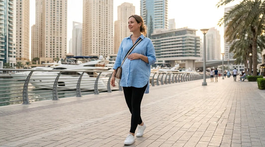 mom in maternity legging in dubai