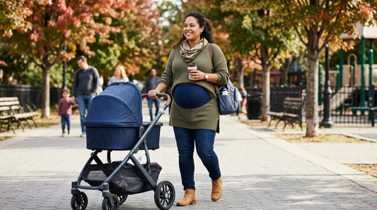 Plus Size Mom wearing maternity pants