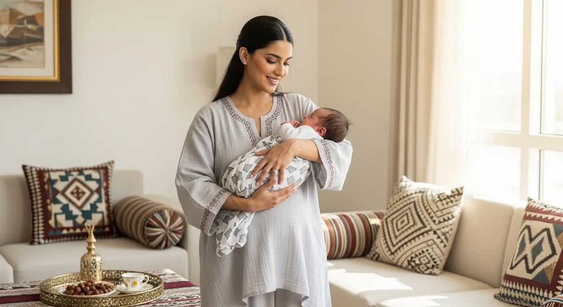 Qatari Mom Wearing Postpartum Clothing 