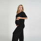 Black maternity pants designed for support and comfort