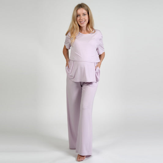 Front view of the Everyday Maternity Pants in lavender